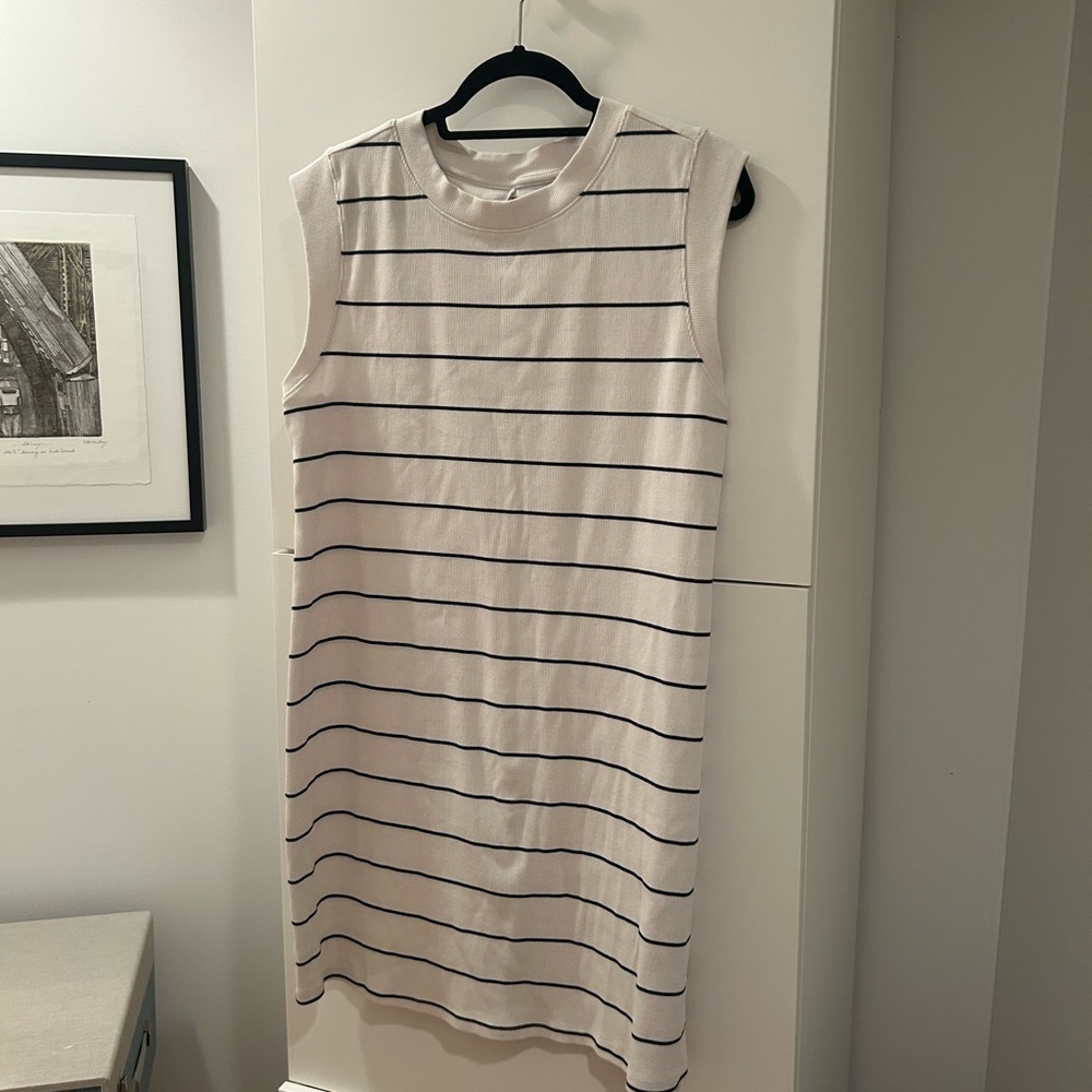 A New Day White and Black Striped Dress XXL